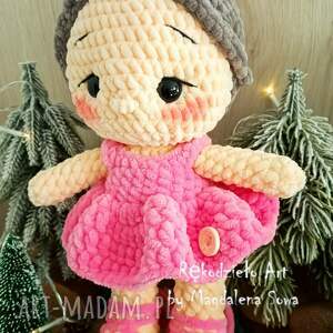 lalka na szydełku z włóczki pluszowej, maskotka, baletnica, lala