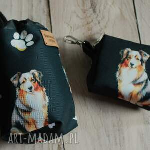 Zestaw saszetka na smaczki i woreczki # owczarek australijski