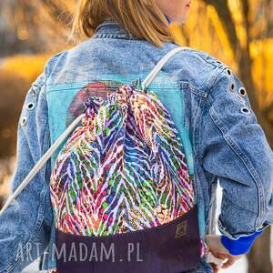 kolorowy worek damski korek motyw zebry zebra vibe