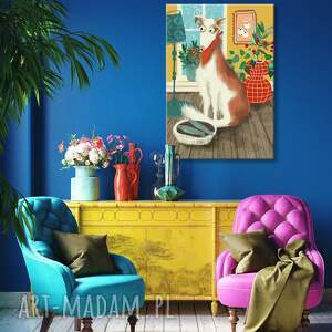 nowoczesny obraz drukowany na płótnie obiad pod obserwacją format 70x100cm