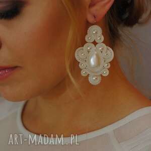 kolczyki ślubne soutache nexite pearl