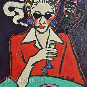 obraz olejny ostatni łyk przed końcem świata obrazy olejne, karykatura, fowizm