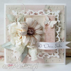 handmade scrapbooking kartki cream i pudrowy róż