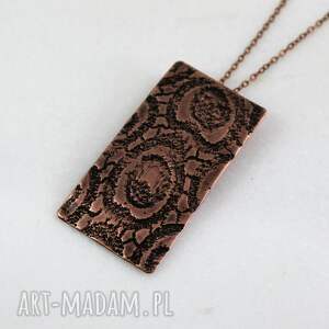 pawie oczka - miedziany wisiorek 2504 10 ooak prosty naszyjnik, miedziana