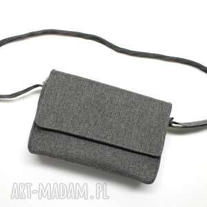 handmade prezent listonoszka z klapką - tkanina szara dark grey