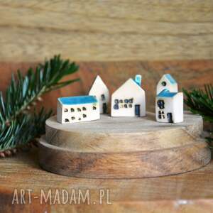 świąteczny prezent, 5 domków z ceramiki, miniaturowe domki, domek kamieniczki