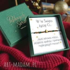 świąteczna bransoletka - pomysł na prezent świąteczne pudełko zielona2