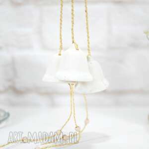 3 ceramiczne dzwonki choinkowe - białe, dzwonek ceramiczny, świąteczny