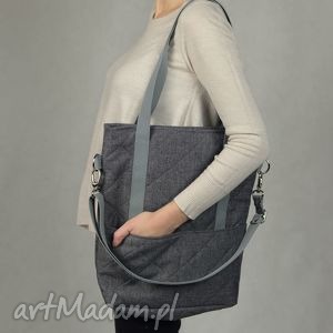 handmade torebki prostokątna pikowana torba na ramię w kolorze ciemny popiel
