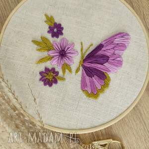 haft haftowane kwiaty pamiątkę, tamborku, motyl