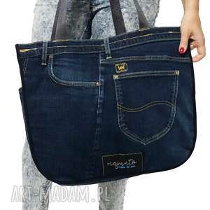 duża torba upcykling jeans 38 lee od majunto ramię