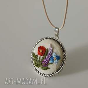 ręcznie haftowany wisior sympatia - Wisiorki