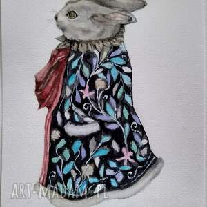 Pani króliczkowa. Obrazek w typie vinatge - zając, pokoik dziecka