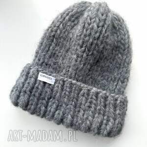 GANGSTA KNIT - wełniana czapka z dodatkiem alpaki 100 wełna kolor szary - alpaka, wełna