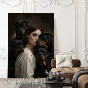 plakat najlepsi przyjaciele - dziewczyna psy format 61x91 cm salonu