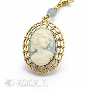 wisiorek camea dama niebieska klasyczna biżuteria