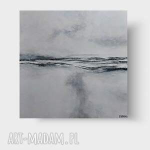Obraz akrylowy 40x40 w szarości - kwadrat, ręcznie malowany, sygnowany - Paulina Lebida