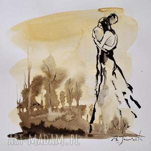 Ona I On grafika x 21cm para, akwarela, tusz, kobieta