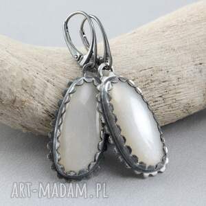 kamień księżycowy i srebro - kolczyki 1982a kamieniem księżycowym