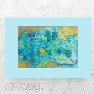 Abstrakcyjna grafika morza A4 - ręcznie malowany obraz