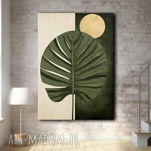 tropikalne liście - obraz na płótnie 70x100cm druk, rama loft, minimalizm