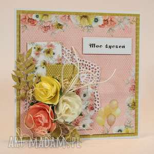 kartka moc życzeń, scrapbooking