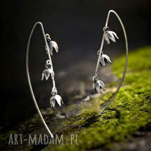 srebrne kolczyki wiszące konwalie trio biżuteria artystyczna