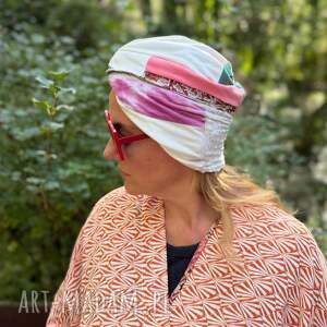 Turban boho patchworkowy damski - miękki i wygodny