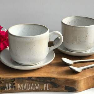 handmade ceramika zestaw dla dwojga filiżanka ze spodkiem - 2 szt