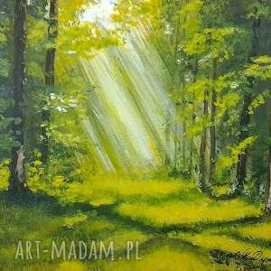Prezent ZESTAW RĘCZNIE MALOWANYCH OBRAZÓW - DYPTYK ŚWIATŁO W LIŚCIACH