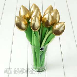 dekoracje urodzinowe tulipany złoty bawełniany bukiet, kwiaty prezent