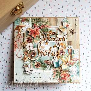 kartka świąteczna - wesołych świąt, święta, scrapbooking, prezent, życzenia