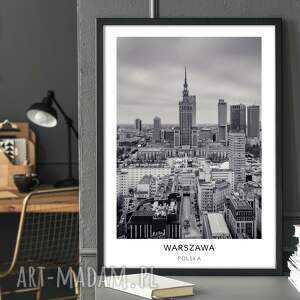 plakaty plakat czarno biały - miasto, panorama warszawy 40x50 cm (8 2 - 0017)