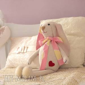 różo - beżowy króliczek, zajączek, dekoracja, dziecko, pokój, przytulanka