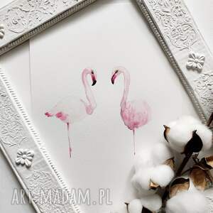 dom akwarela flamingi