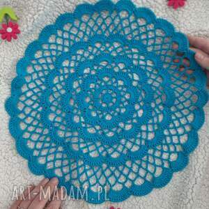 Prezent SERWETKA duża (36cm) błękitna - RĘCZNIE robiona na SZYDEŁKU