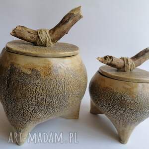 handmade ceramika komplet pojemniczków "spacer po lesie"