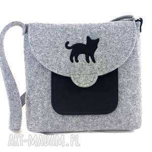 handmade na ramię black cat on flap