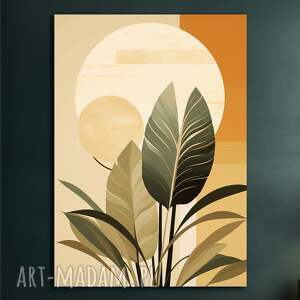 tropikalne liście - obraz na płótnie 80x120cm druk, rama loft, minimalizm