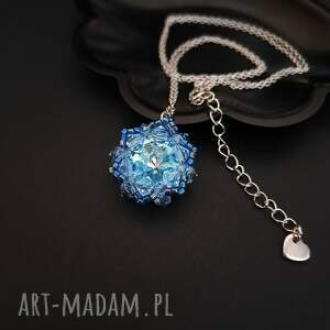 niebieski naszyjnik aqua bohemica maxima z koralikami i kryształkami kryształki