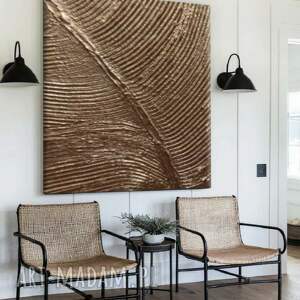 Bardzo duży obraz na płótnie ze złotą strukturą 120x120cm