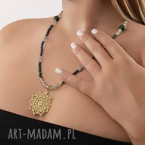 Naszyjnik z azurytem, labradorytem i fluorytem Mandala, Srebro 925