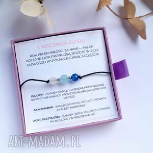 bransoletka personalizowana z kamieniami naturalnymi wybór sznurka, grawer