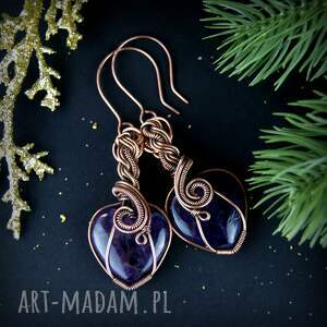 kolczyki wire wrapping z ametystem