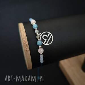 bransoletka zodiakalna waga - wersja ze srebrem kwarc różowy, akwamaryn