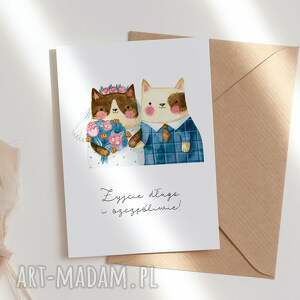 kartki kartka ślubna koty - żyjcie długo i szczęśliwie