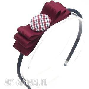 Prezent Opaska do włosów kokarda z guziczkiem Charlotte winny