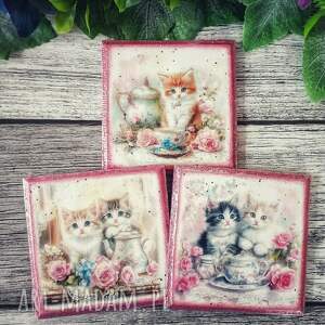 Dekoracyjne podkładki decoupage Magiczne Kotki, dekoracja