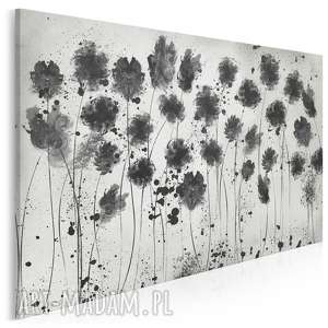 obraz na płótnie - kwiaty czarny - 120x80 cm (65001)