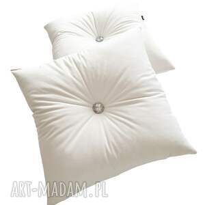 handmade poduszki poduszka premium dekoracyjna glamour welur kremowy biały